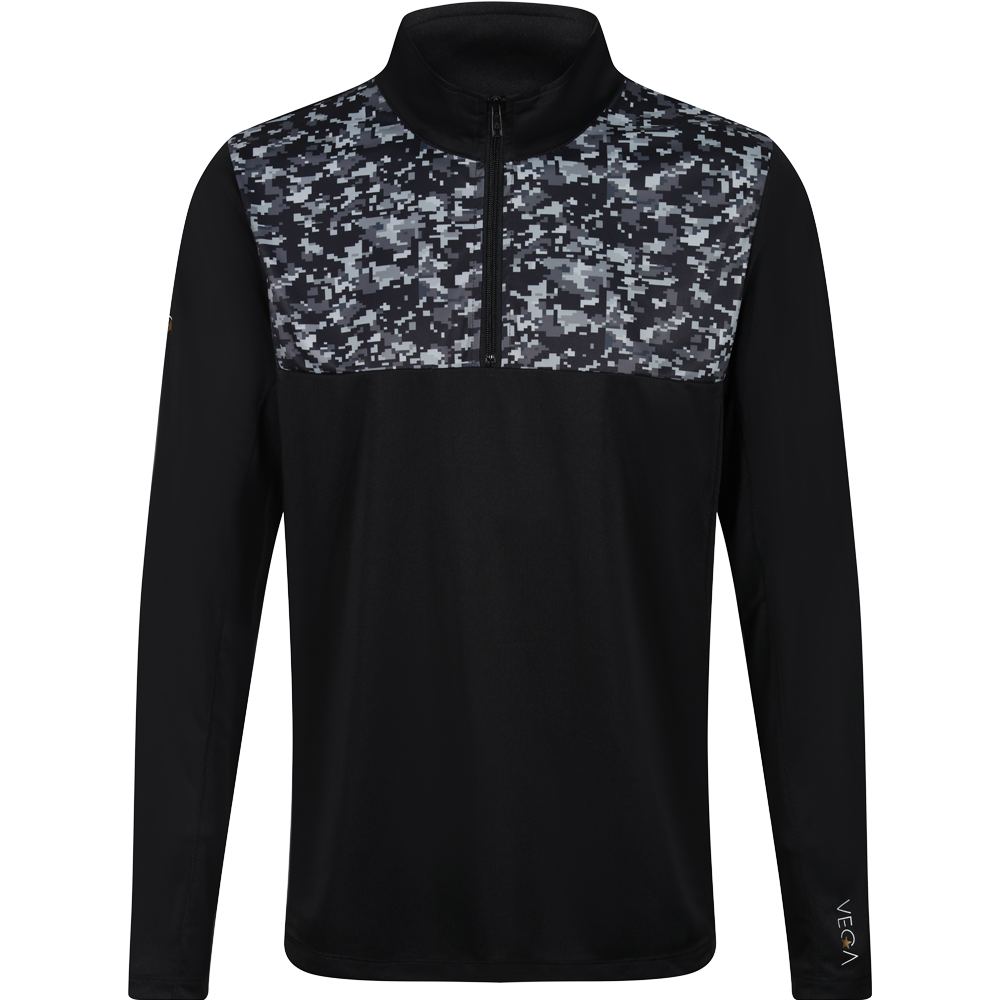 VEGA Koga Digi Camo Printed Front Quarter Zip Mid Layer Black / Camo