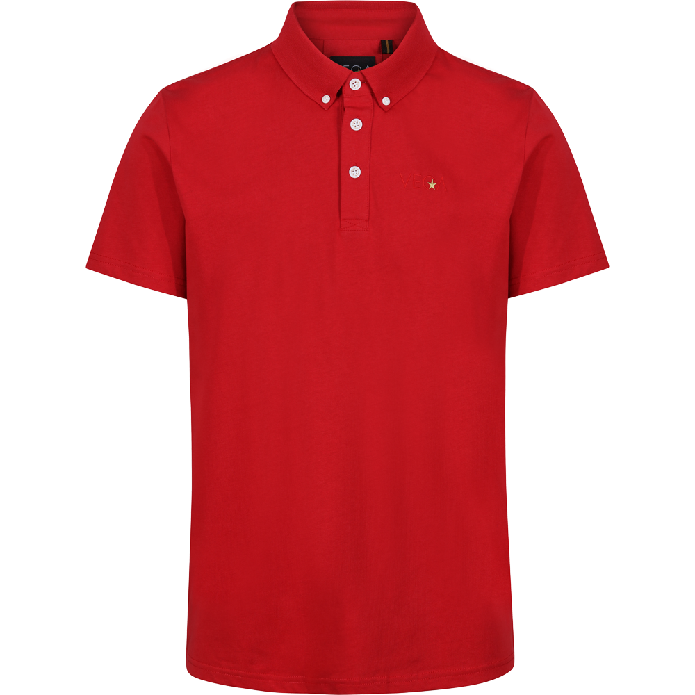 Red polo button up discount