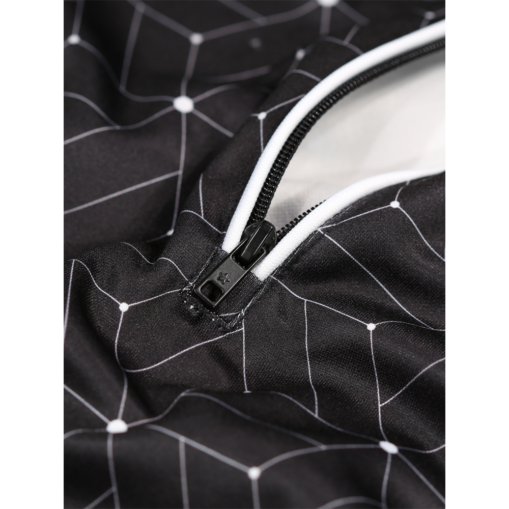VEGA Yokohama Geometric Printed Jersey Polo Black